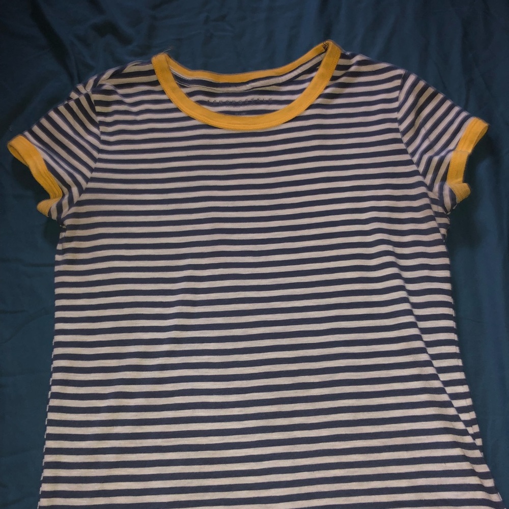 Navy blue and white striped t-shirt